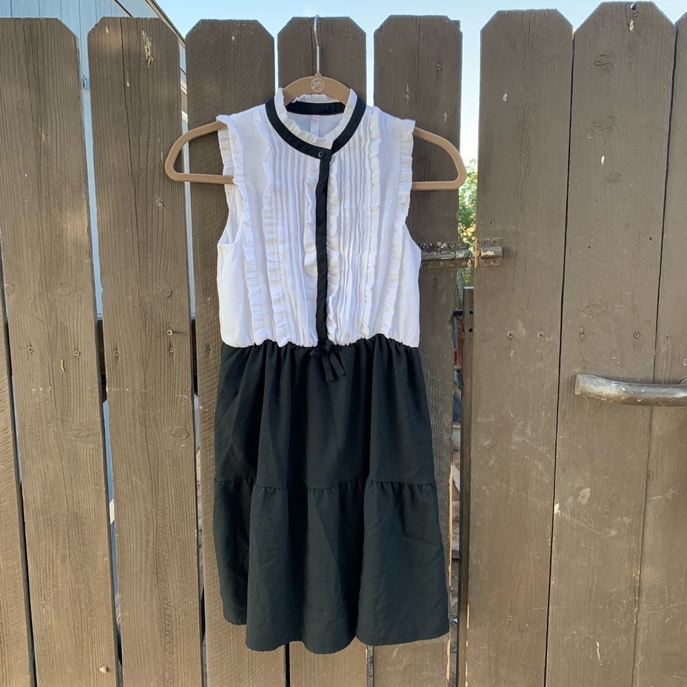 Black and white girls ruffle dress